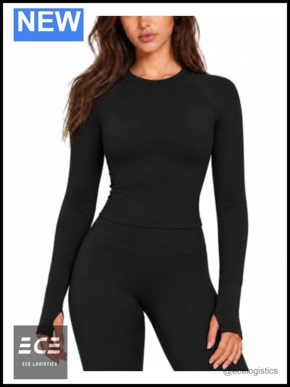 Women 2 Piece Workout Set Nylon Spandex Leggings Long Sleeve Yoga Top